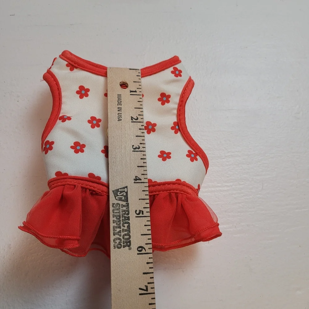 Top Paw Red Floral Ruffle Pet Harness Dress
